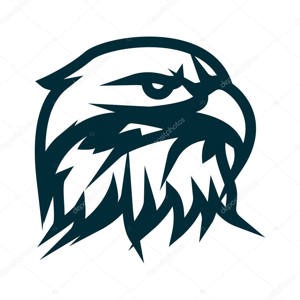 Eagle line art logo design. Eagle head outline vector illustration. Eagle head minimalist icon design