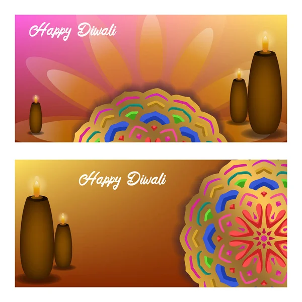 Diwali vector de diseño de fondo con adorno de mandala en conjunto — Vector de stock