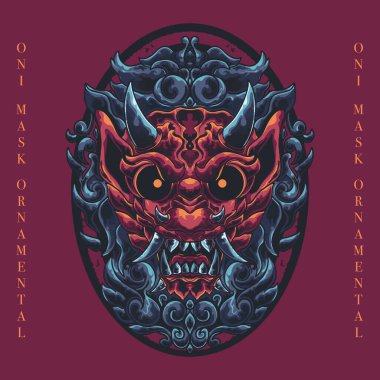 Traditional mask demon head vector art ornamental illustration vector Traditional mask demon head vector art ornamental illustration vector