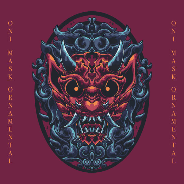 traditional mask demon head vector art ornamental illustration