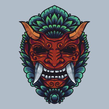 Barong Bali kültür vektör çizimi ayrıntılı renk çizimi