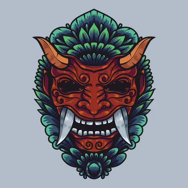 Barong Bali kültür vektör çizimi ayrıntılı renk çizimi