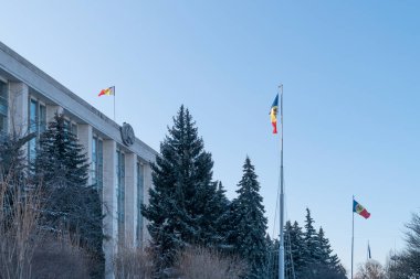 Moldova Cumhuriyeti Hükümeti uçakla Ulusal Moldova bayrağı