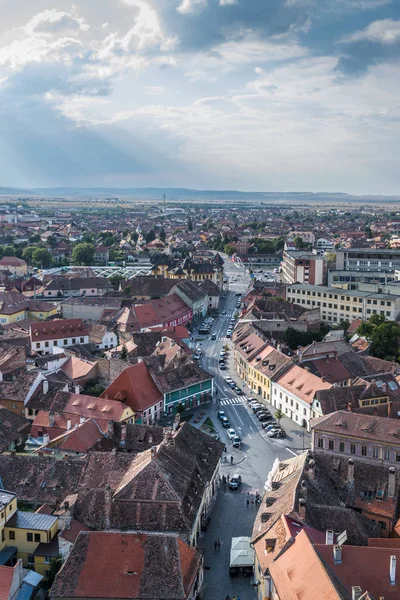 La vista del centro histórico de Sibiu desde arriba — Foto de Stock
