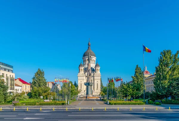 Visa Att Det Torget Avram Iancu Och Dormition Theotokos Katedralen — Stockfoto