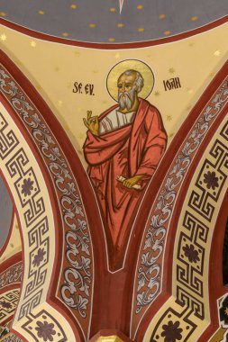 Sibiu, Romanya - 17 Temmuz 2018: Saint John yükseliş Ortodoks Kilisesi ve St. Nicholas Sibiu, Romanya