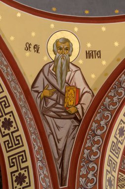 Sibiu, Romanya - 17 Temmuz 2018: Aziz Matthew yükseliş Ortodoks Kilisesi ve St. Nicholas Sibiu, Romanya
