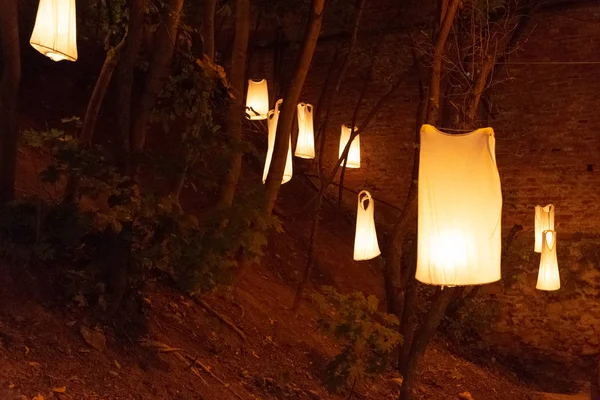 SIBIU, ROMANIA - 9 June, 2018: Compagnie Carabosse, French fire alchemists, created a Fire Garden at the Sibiu International Theatre Festival 2018 — Stock Photo, Image