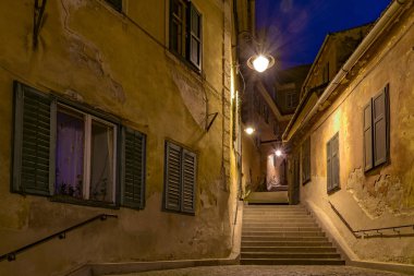 Sibiu, Romanya gece Goldsmith'ın merdiven Kulesi