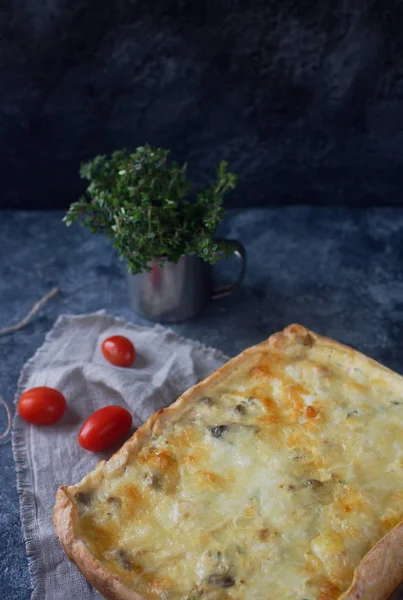 homemade baked vegetable pie with herbs