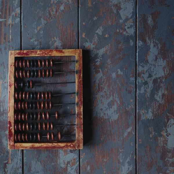 Vintage Abacus Üstten Görünüm Rustik Ahşap Yüzey Üzerinde — Stok fotoğraf