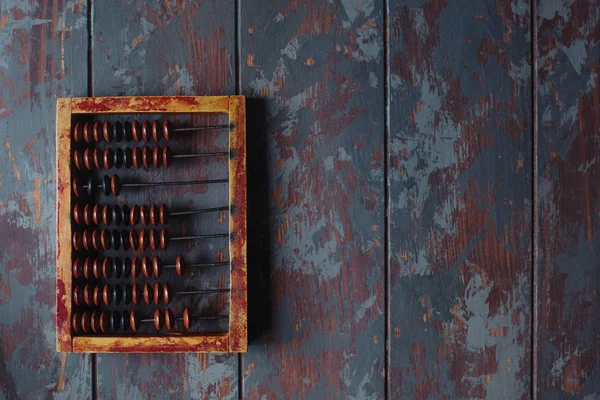 Vintage Abacus Üstten Görünüm Rustik Ahşap Yüzey Üzerinde — Stok fotoğraf