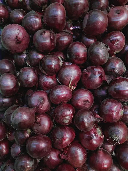 Tilikan Atas Bawang Merah Sebagai Latar Belakang — Stok Foto