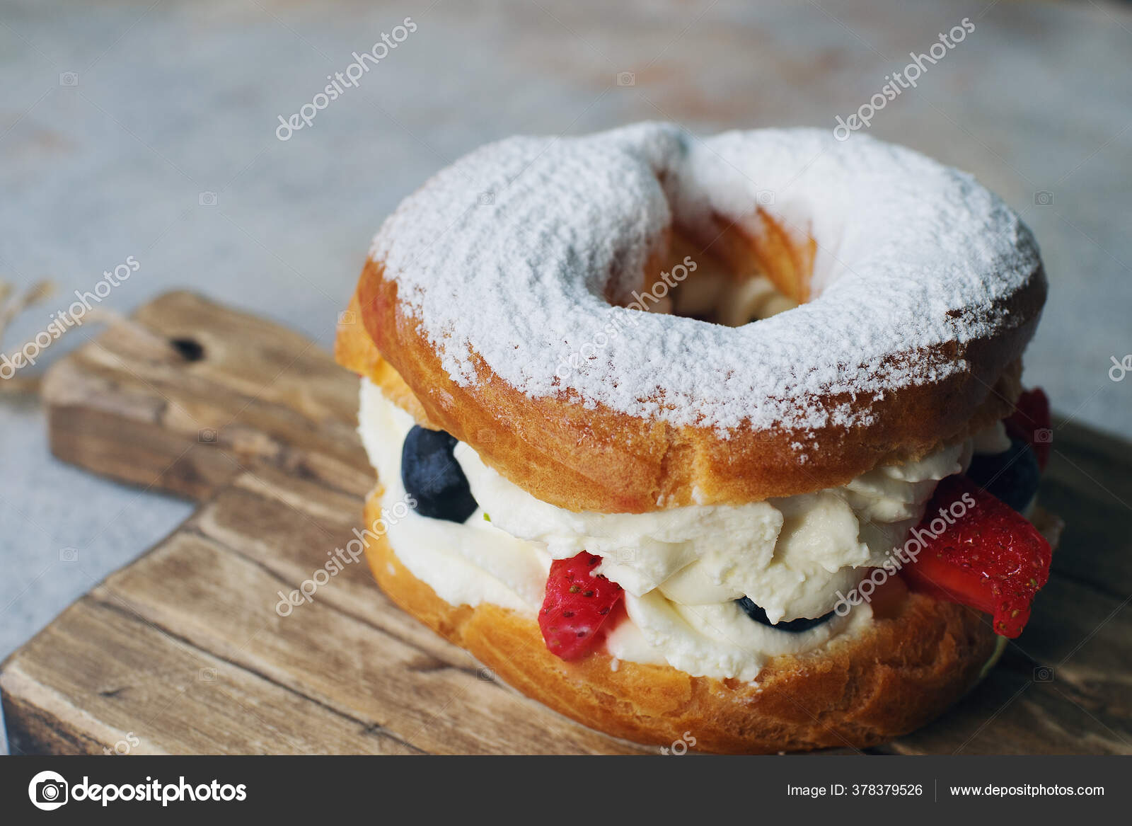 Tasty French Dessert Choux Pastry Cake Paris Brest Whipped Cream Stock Photo By C Orwald 378379526