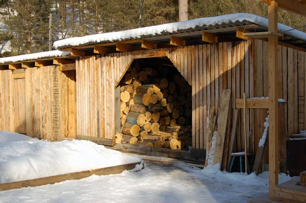 Wood shed in the countryside (farm building)