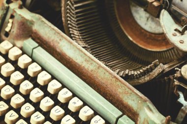 Antika daktilo. Vintage Daktilo Makinesi Kapatma Fotoğrafı.