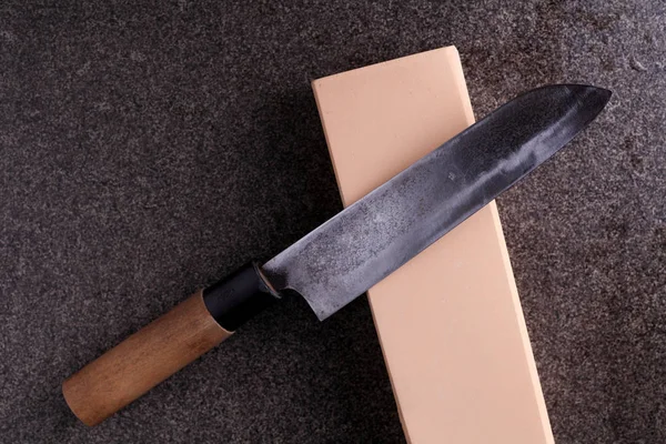 Sharpening Knife Whetstone — Stock Photo, Image