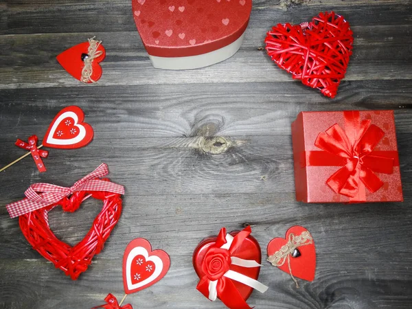 Amor Dia Dos Namorados Vermelho Coração Presente Cópia Espaço Fundo — Fotografia de Stock