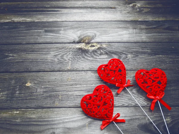 Amor San Valentín Rojo Corazón Regalo Copia Espacio Sobre Fondo — Foto de Stock