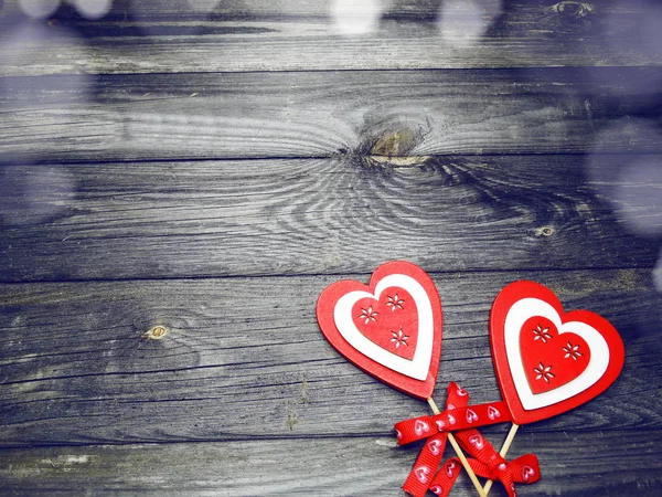 Houd Van Aftelkalender Voor Valentijnsdag Rood Hart Cadeau Kopie Ruimte — Stockfoto