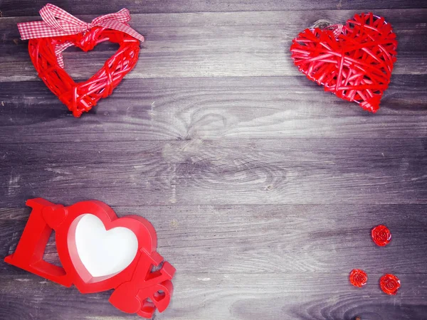 Amor San Valentín Rojo Corazón Regalo Copia Espacio Sobre Fondo — Foto de Stock