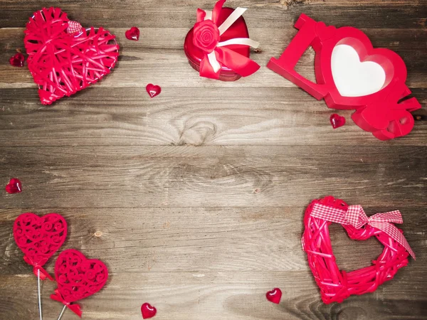 Amor San Valentín Rojo Corazón Regalo Copia Espacio Sobre Fondo — Foto de Stock