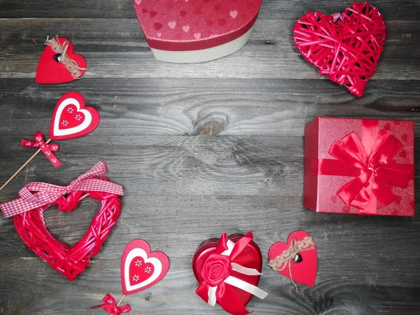 Tarjeta Felicitación Amor Día San Valentín Con Corazones Sobre Fondo —  Fotos de Stock