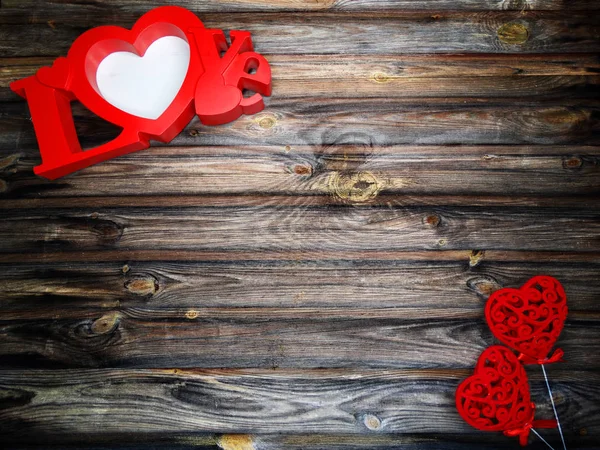 Tarjeta Felicitación Amor Día San Valentín Con Corazones Sobre Fondo — Foto de Stock