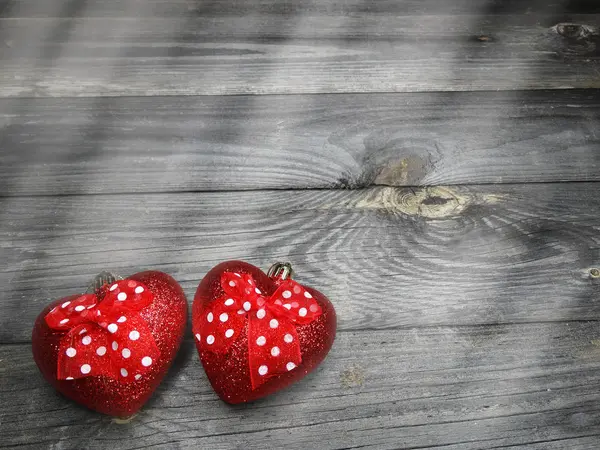 Tarjeta Felicitación Amor Día San Valentín Con Corazones Sobre Fondo — Foto de Stock