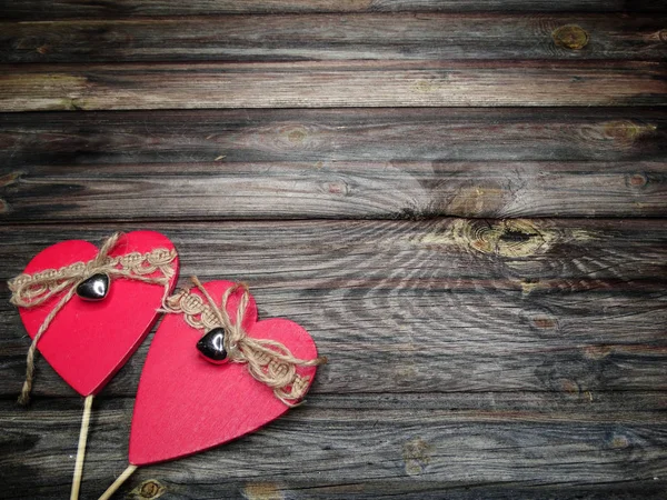Tarjeta Felicitación Amor Día San Valentín Con Corazones Sobre Fondo — Foto de Stock