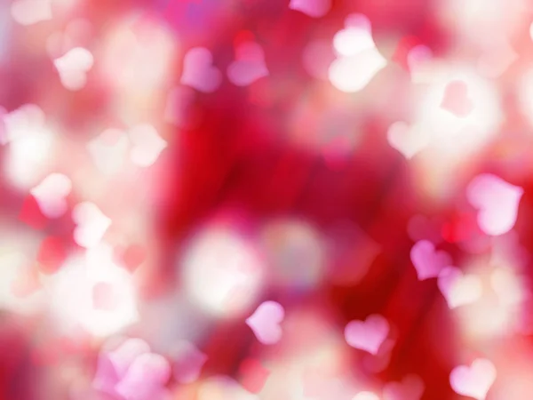 Abstrakter Hintergrund Liebe Bunte Rote Unschärfen Mit Glänzenden Herzen — Stockfoto