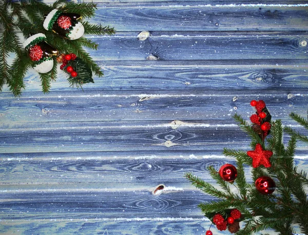 Fond Noël Décoration Avec Des Branches Sapin Guirlande Lumières Sur — Photo