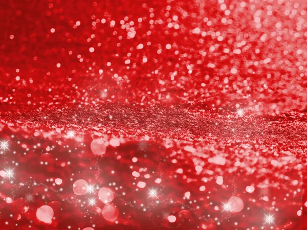 Kırmızı Arka Plan Renkli Noel Işık Garland Kar Bulanık — Stok fotoğraf