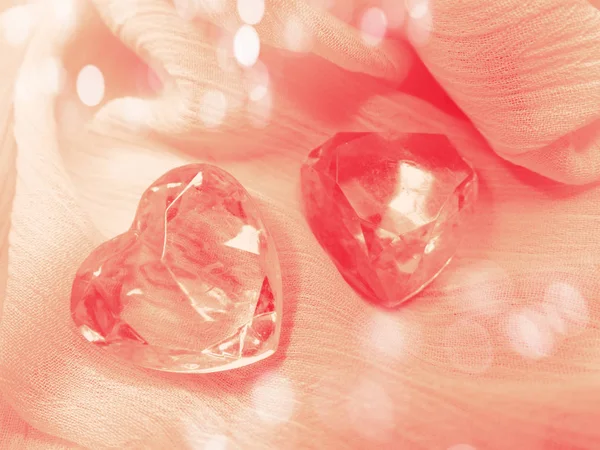 Carte Voeux Amour Saint Valentin Avec Coeur Cristal Gemme Sur — Photo