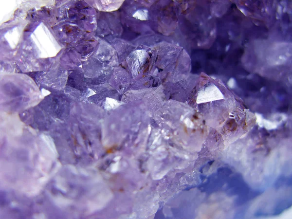 Amatista Cuarzo Natural Gema Azul Cristales Geológicos Textura Fondo —  Fotos de Stock