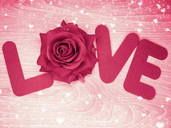 Tarjeta Felicitación Amor Día San Valentín Con Corazones Flores Rosas — Foto de Stock