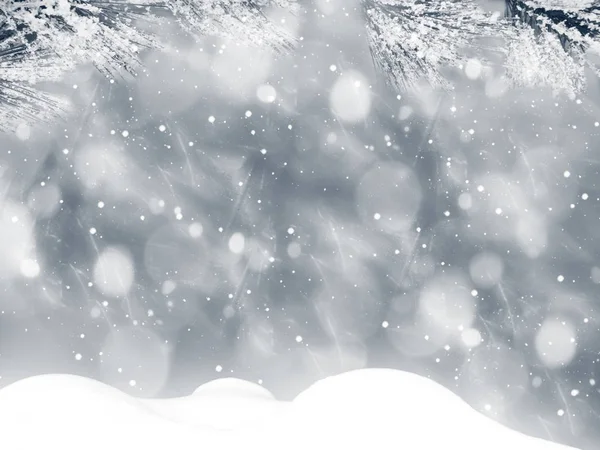 Зимний Рождественский Фон Ветками Снега Конусы Замороженные Ягоды — стоковое фото