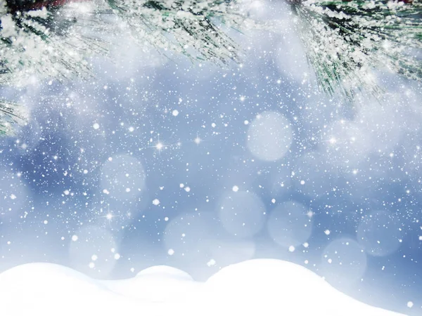Invierno Navidad Fondo Con Ramas Abeto Nieve Conos Bayas Congeladas — Foto de Stock