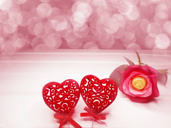 Love Valentine Day Hearts Rose Flower Background — Stock Photo, Image