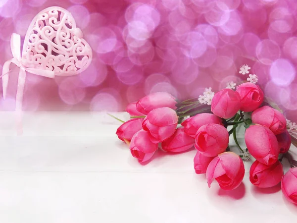 Miłość Walentynki Serca Tulipany Tło Kwiat — Zdjęcie stockowe