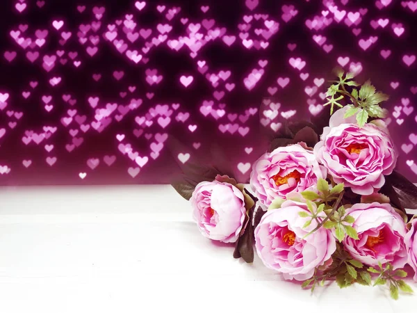 Amor Boda Día San Valentín Con Corazones Peonías Fondo Flores —  Fotos de Stock