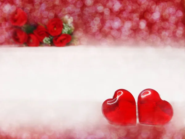 Hou Van Dag Van Valentijnskaart Met Hartjes Roze Bloem Achtergrond — Stockfoto