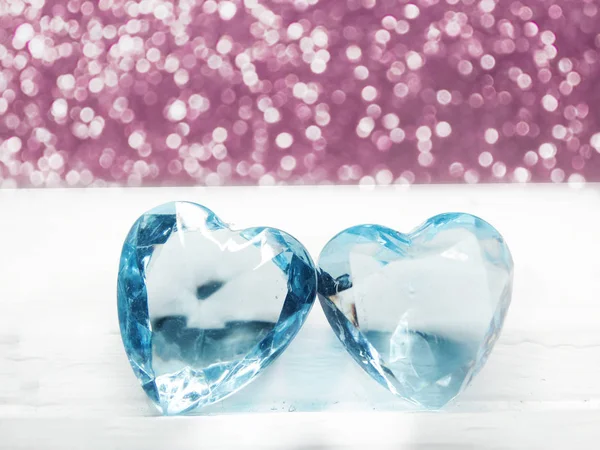 Crystal Gem Twee Harten Love Valentijnsdag Achtergrond — Stockfoto