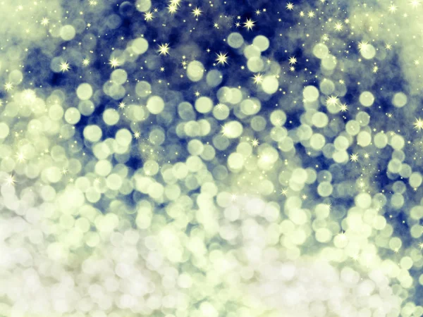 Abstrakte Blau Weiß Hintergrund Bunt Verschwommen Weihnachten Licht Girlande Schnee — Stockfoto