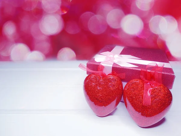 Amor Día San Valentín Caja Regalo Con Corazones Sobre Fondo — Foto de Stock