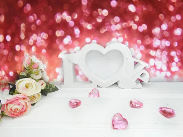 Amore Giorno San Valentino Con Cuori Rosa Fiore Sfondo — Foto Stock