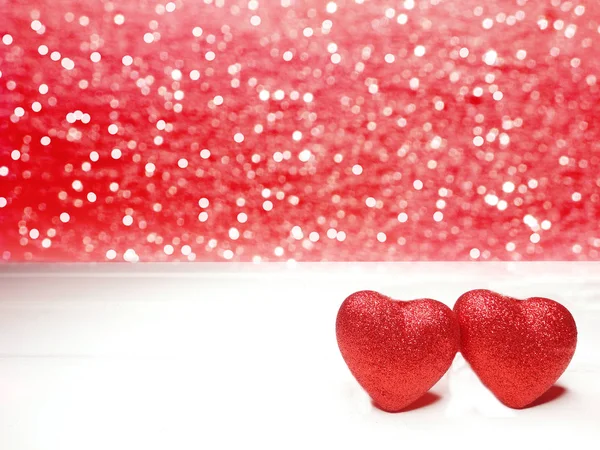 Amore San Valentino Con Cuori Bokeh Offusca Brillante Sfondo Biglietto — Foto Stock