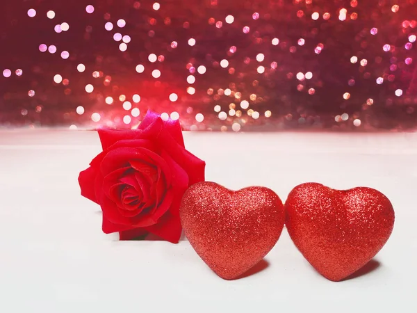 Amor Día San Valentín Con Corazones Rosa Flor Fondo —  Fotos de Stock