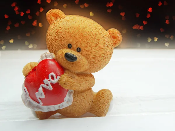 Amor Dia Dos Namorados Composição Com Corações Ursinho Pelúcia Fundo — Fotografia de Stock