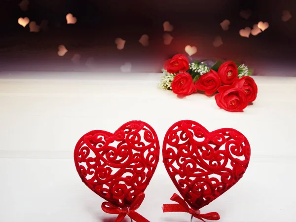 Valentin Napi Szerelmes Szívek Rózsa Virág Háttér — Stock Fotó